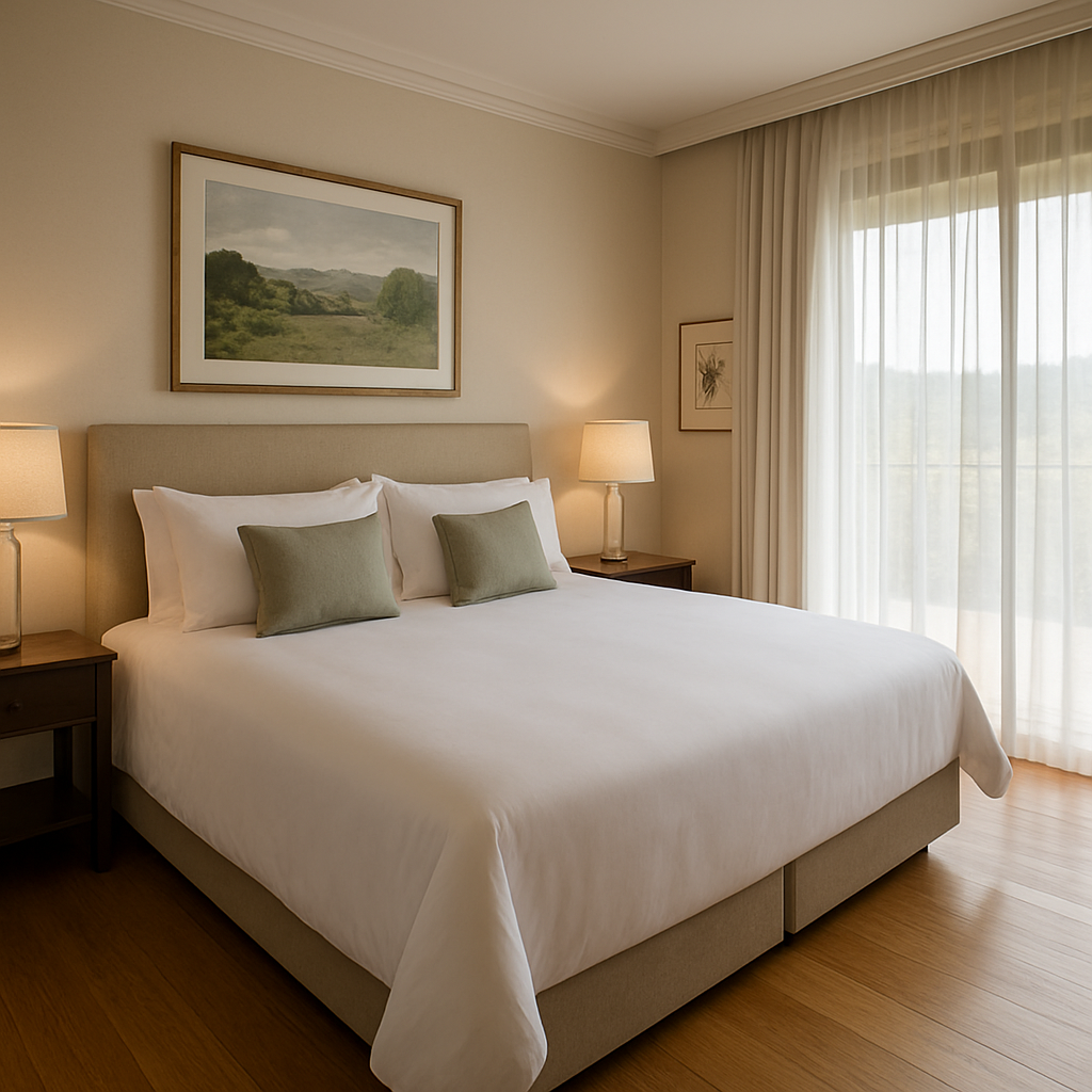 Luxurious master bedroom with king bed and crisp white linen in Villa Provincial